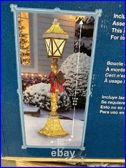 Christmas Gold Lamp Post LED Lighted Xmas Holiday Indoor Outdoor Yard Decor 6 ft