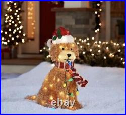 Christmas Goldendoodle Dog 27 LED Tinsel Holiday Living Doodle