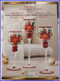 Christmas Hand Painted Glass Candle Holders Set Of 3 15.55 13.58 11.61 Christmas Hand Painted Glass Candle Holders Set Of 3 15.55 13.58 11.61