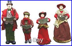 Christmas Holiday Collectible Figurines Fabric Caroler Family Set of 4 Pcs