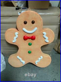 Christmas Holiday Gingerbread Man Cookie Life Size Statue Prop Red Green Brown