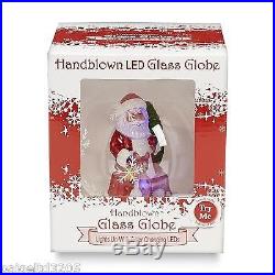 Christmas Holiday Handblown LED Lights Changing Colors Glass Globe Santa Claus