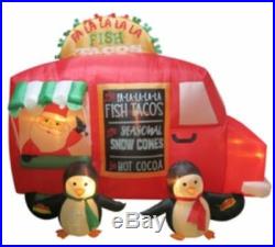 Christmas Holiday Living 5.91 ft Fish Taco Truck Airblown Inflatable NEW Penguin