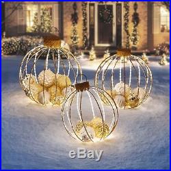 Christmas Holiday Ornament Decorations, Set of 3 Yard Outdoor Decoration Pre-lit