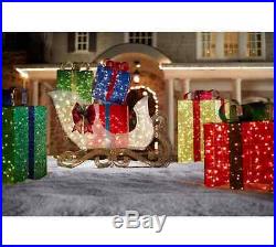 Christmas Holiday Outdoor Yard Decor Jumbo Sleigh Gift Boxes Presents LED Lights