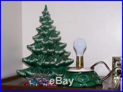 Christmas Holiday Tree with Music Box Antique Ceramic Green Snow Light Xmas