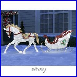Christmas Holiday White Led Light Up Carousel Horse Indoor/outdoor