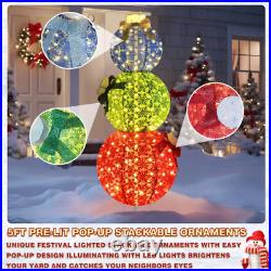 Christmas Holiday Yard Decoration 5 ft Pop Up Ornament Stack Outdoor Pre Lit LED