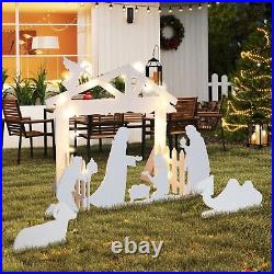 Christmas Holy Family Nativity Scene Lighted Outdoor Front Yard Decoration White