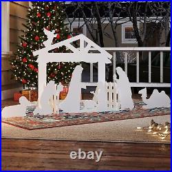 Christmas Holy Family Nativity Scene Lighted Outdoor Front Yard Decoration White