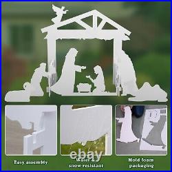 Christmas Holy Family Nativity Scene Lighted Outdoor Front Yard Decoration White