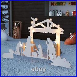 Christmas Holy Family Nativity Scene Lighted Outdoor Front Yard Decoration White