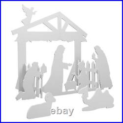Christmas Holy Family Nativity Scene Lighted Outdoor Front Yard Decoration White