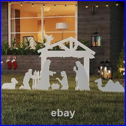 Christmas Holy Family Nativity Scene Lighted Outdoor Front Yard Decoration White