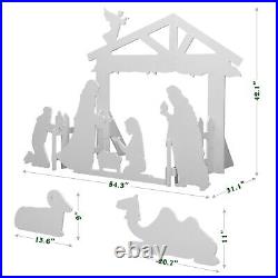 Christmas Holy Family Nativity Scene Lighted Outdoor Front Yard Decoration White