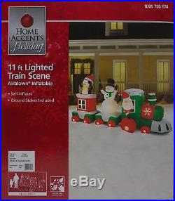 Christmas Home Accents Holiday 11 ft Lighted Santa Train Scene Inflatable NIB