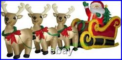 Christmas Huge 16 Ft Santa Reindeer Sleigh Sled Airblown Inflatable Yard Gemmy