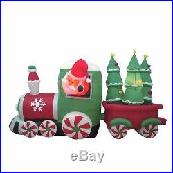 Christmas Inflatable 8 FT Long Santa Driving Train Lighted Decoration NEW