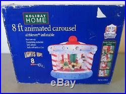Christmas Inflatable Animated Carousel 8′ Holiday Home Accents Santa