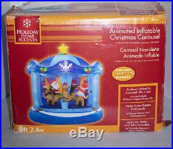 Christmas Inflatable Animated Carousel 8′ Holiday Home Accents Santa 209751
