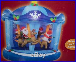 Christmas Inflatable Animated Carousel 8' Holiday Home Accents Santa 209751