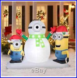 Christmas Inflatable Minion Stuart & Kevin Building Snowman By Gemmy
