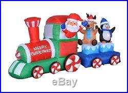 Christmas Inflatable Santa Claus Reindeer Penguin on Train Illuminated Display