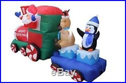 Christmas Inflatable Santa Claus Reindeer Penguin on Train Illuminated Display