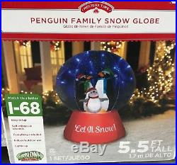 Christmas Inflatable Snow Globe 5 Ft Airblown Penguin Family Yard Decoration NIB
