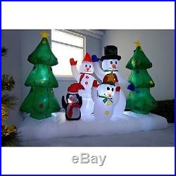 Christmas Inflatable Snowman Family Scene with LED Lights and Fan