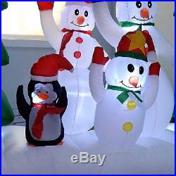 Christmas Inflatable Snowman Family Scene with LED Lights and Fan