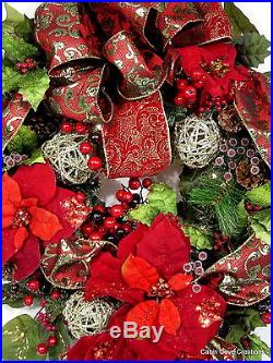 Christmas Joy Wreath Burgundy gold Traditional PRELIT garland available