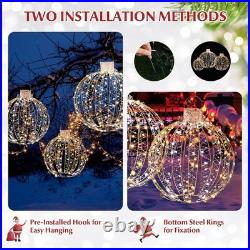 Christmas LED Light Balls for Tree (3 Pack) outside Lighted Sphere with 180 Warm
