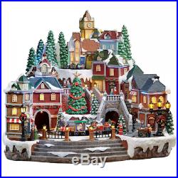Christmas LED Winter Village Scene Rotating Train & Tree 14.5 (37 cm)