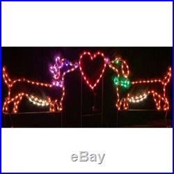 Christmas Light LED Dachshund Dogs in Love Heart Outdoor Display Yard Decoration