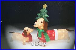 Christmas Lighted Dachshund Wiener Dog Sculpture Light Up Indoor / Outdoor