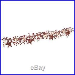 Christmas Lighted Garland LED Primitive Country Berry and Rustic Star Garland