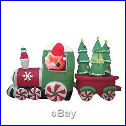 Christmas Lighted Inflatable Air Blown Decoration Santa Claus Train Candy Wheel