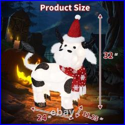 Christmas Lighted Outdoor Decorations32 Christmas Cow, 3D Lighted-up Christm