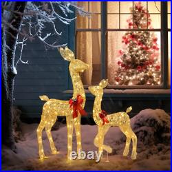 Christmas Lighted Reindeer Family Decoration Deer Set Indoor Outdoor Lawn Decor