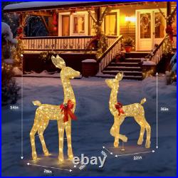 Christmas Lighted Reindeer Family Decoration Deer Set Indoor Outdoor Lawn Decor