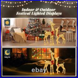Christmas Lighted Reindeer Family Decoration Deer Set Indoor Outdoor Lawn Decor