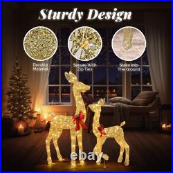 Christmas Lighted Reindeer Family Decoration Deer Set Indoor Outdoor Lawn Decor