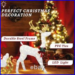 Christmas Lighted Reindeer and Sleigh Decor, Outdoor Christmas Decoration Set