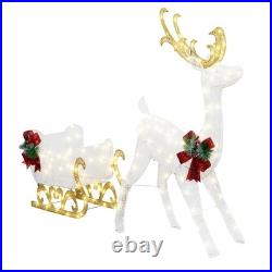Christmas Lighted Reindeer and Sleigh Decor, Outdoor Christmas Decoration Set