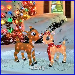Christmas Lighted Rudolph the Red Nosed Reindeer & Clarice Outdoor Holiday Decor