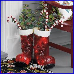 Christmas Lighted Santa Boots Set Lights Red Tree Indoor Outdoor Holiday Decor