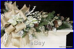 Christmas Mantel Swag Holiday Garland Custom Decorated mint green gold snow