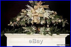 Christmas Mantel Swag Holiday Garland Custom Decorated mint green gold snow