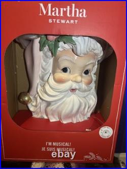 Christmas Martha Stewart Wall Musical Santa Head With Pink Santa Hat